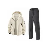 Хаки пальто + серые штаны