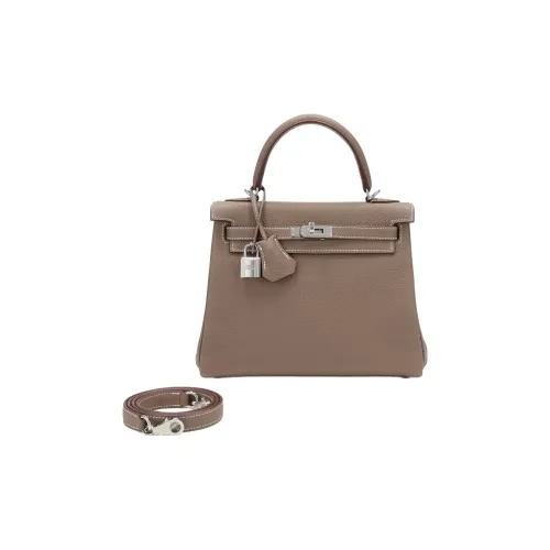 HERMES Kelly Коровья кожа Togo Сумка Женская 18 этуп слоново-серый