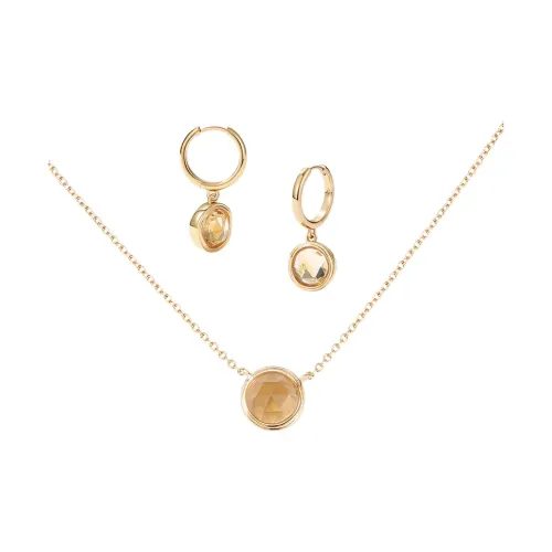 Retro Chic Ожерелье из латуни с позолотой инкрустированное цитрином женское