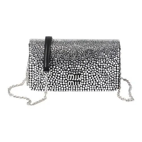 MIU MIU Синтетический Искусственный Кристалл Сатин Сумка через плечо Мини Женская Черная