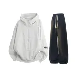 Белый Серый Топ + Черный [С флисовой подкладкой, термический]