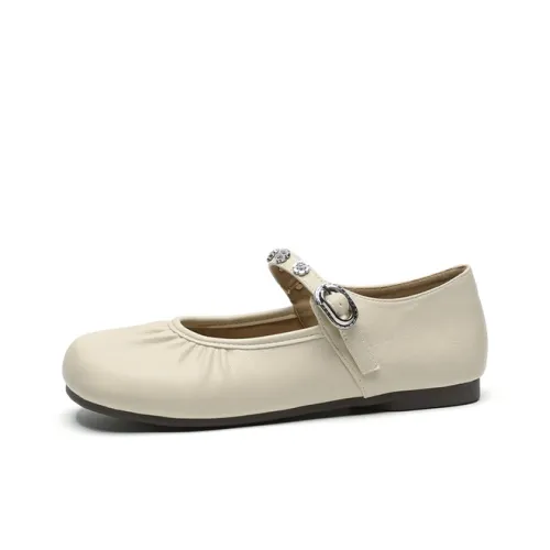 JOSINY Плоская подошва Туфли Мэри Джейн Женские Экрю