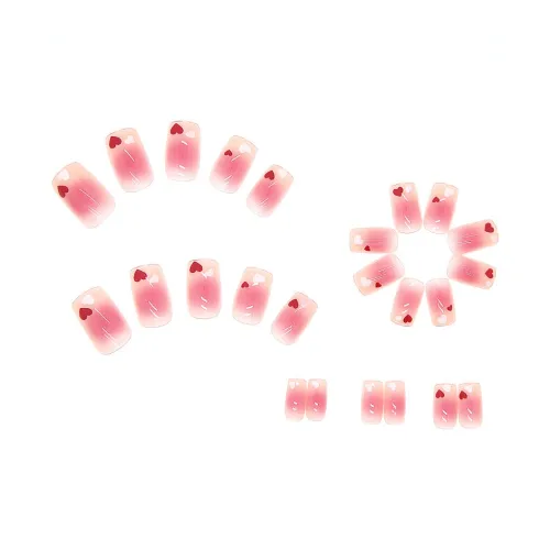 ZHENYUE Наклеики для искусственных ногтей Балет Нежно-розовый Ледяной прозрачный Сердце MID Длина Круглый Розовый Размытый Однотонный