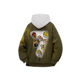 Армейская зеленая куртка (в комплекте с высококачественным тяжелым бело-серым свитшотом с фотокемией)