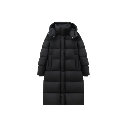 BNNPARE Пуховик 95% Белый утиный пух 2025 Унисекс Женские Зимний Над колено Утолщенный Термостатическое пальто