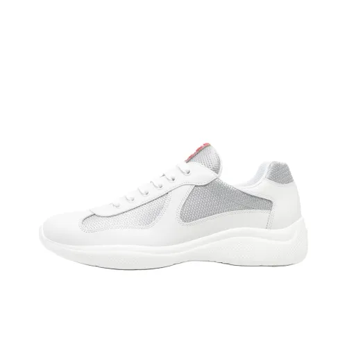 PRADA Низкие кроссовки для спорта Мужские Белый Серебряный