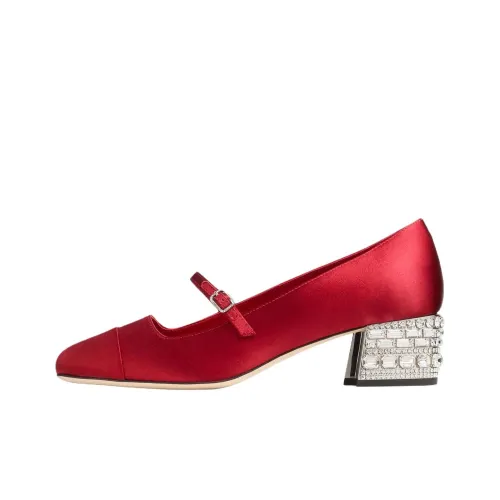 Jimmy Choo Elisa Грубый каблук Туфли Мэри Джейн 4,5 см Женские Красные