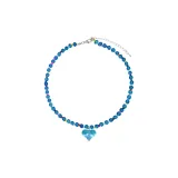 Синий, сердце, синий, бусина, ожерелье