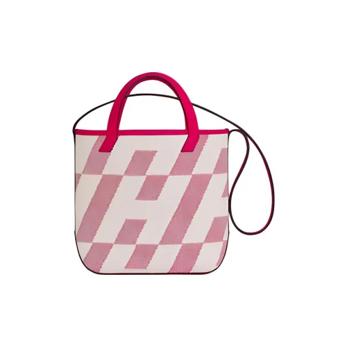 HERMES Cabas Холст Swift Телячья кожа Сумка через плечо Сумка Женская Розовая