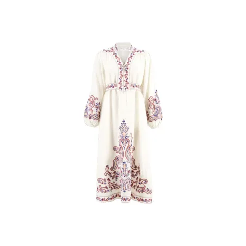 Zimmermann Длинное платье с длинными рукавами женское экрю