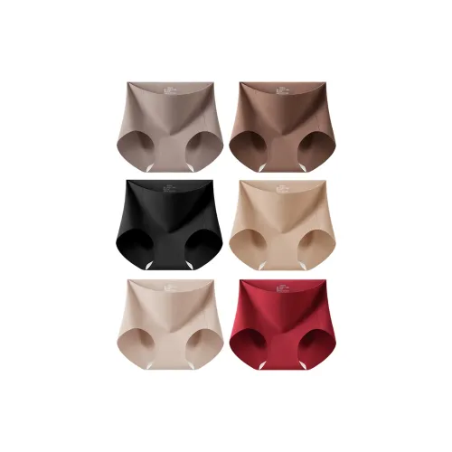 L'ALPINA 6 пар Молочный чайно-серый + Какао-коричневый + Классический черный + Основа кожа + Buffy Розовый + Бордоский красный Женские трусики-бикини