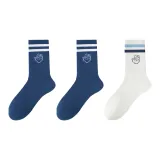 3 пачки (Белый с синими полосами + Темно-синий + Темно-синий)