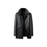 Чёрный с белым меховым воротником