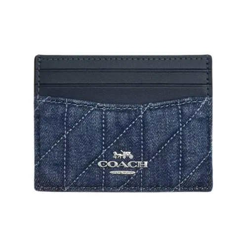COACH Гладкая кожа Картхолдер Мини Женские Джинсовый синий