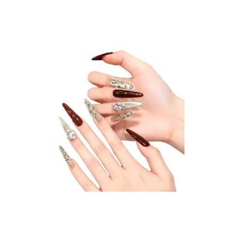 SHAQINUO Леопардовый принт Журнал вдохновленный Chanel Утонченный Роскошный Ручная работа False Nail Тупой Тип