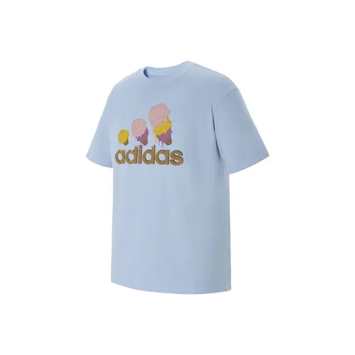 Adidas Глянцевое покрытие синий унисекс футболки T