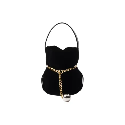 PRADA Sac Noir Купро Плюшевый Ведрообразная Сумка Мини Женская Черная