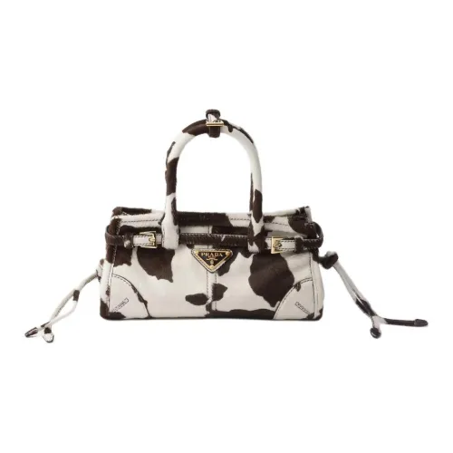 PRADA Bonnie Телячья кожа Одно плечо Сумка Мини Женская Белый Коричневый