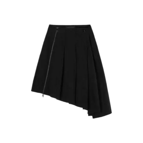 TREEMINGBIRD Плиссированная Асимметричная Юбка Черная Повседневная Длинная Юбка Женская