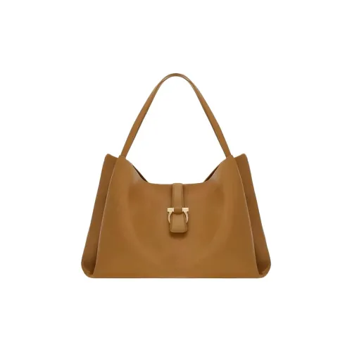 Ferragamo Gancini Коровья кожа Тоут Сумка Сумка для покупок Сумка на плечо Сумка среднего размера Женская CAMEL