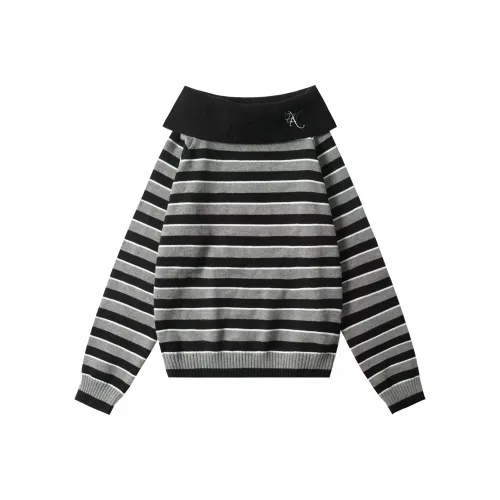 Captainbeer Черный Серый Полосы Женский Трикотаж