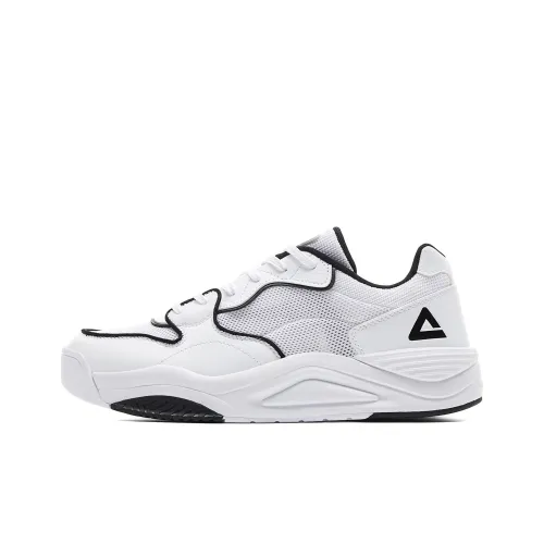 PEAK Slip-resistant Abrasion-resistant Low-top Skateboard Shoes Men's White Black PEAK Противоскользящие Износостойкие Низкие Кеды для Скейтбординга Мужские Белый Черный
