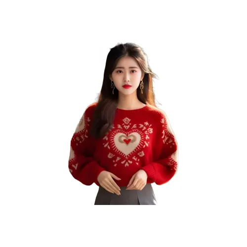 Mu Xiao Xin Красный С подарками MU Xiaoxin Бренд Наклеенный Женские Трикотаж