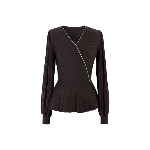 Tang Xi Нишевая Основа Верхняя одежда В-образный вырез Трикотажный топ Женский