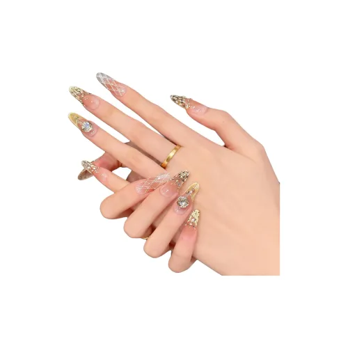 SHAQINUO [Французская песня] Аргайл Кошачий глаз Осень и зима Премиум Элегантность Ручная Nail Art 28 мм Овал Розовый