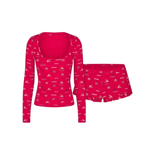 SKIMS Праздника Fw25 Scoop Шея Сон Набор Комплект Пижам Женские