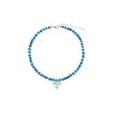 Прозрачное сердце, синий бисер, ожерелье