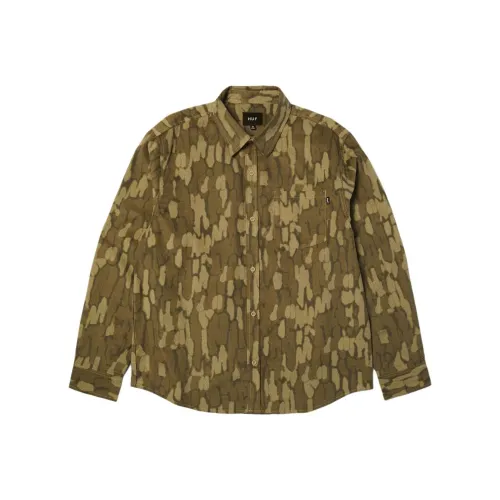HUF совместный бренд Fw25 Warped CAMO Вельвет Рубашка Унисекс