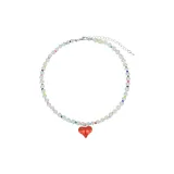 Red Heart Transparent Bead Necklace  
Красный Сердце Прозрачный Бусина Ожерелье