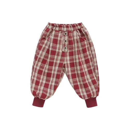 RHOBESAM YOUMI Дом 3 шт С флисовой подкладкой Клетчатый Брюки Красная клетка Предшкольные Тренировочные брюки