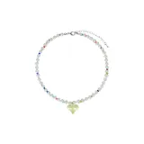 Желтое сердце, прозрачный бисер, ожерелье