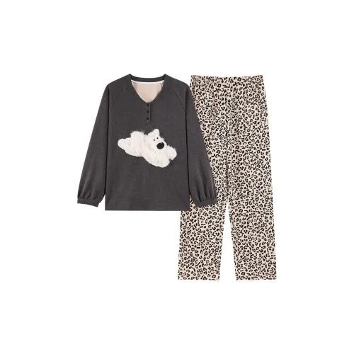 Qian Rise Леопард Щенок Женские Пижамные комплекты
