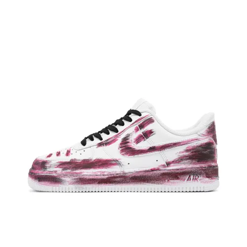 Nike Air Force 1 Graffiti Trajectory Амортизация Легкий Низкий Топ Скейтбординг Кроссовки Унисекс Белый Красный