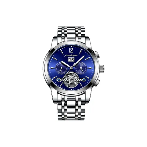 POEDAGAR Механический механизм ремешок из нержавеющей стали мужские часы многоцветный циферблат