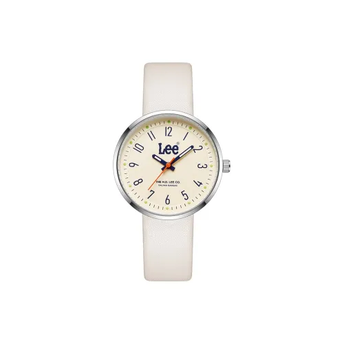 Lee совместный модель Наручные часы Кварцевый механизм Кожаный ремешок Бежевый циферблат Унисекс