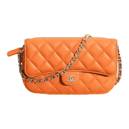 CHANEL Клатч с узором "Ромб" Сумка через плечо Женская Оранжевая