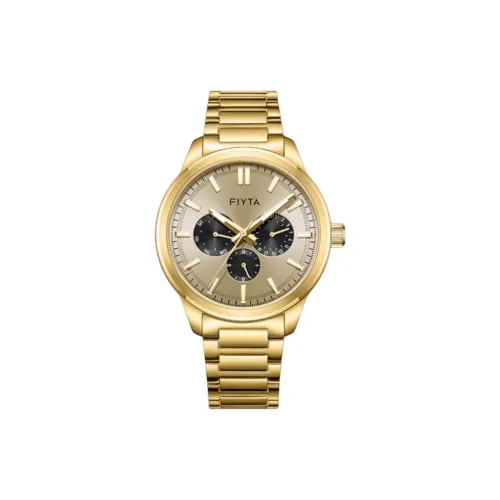 FIYTA Zhuya Collection DG800030.GGG Кварцевый механизм Нержавеющая сталь Ремешок Часы Мужские Золотистый циферблат