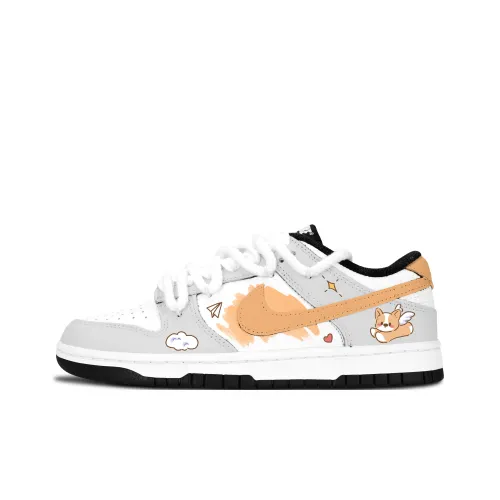 Nike Dunk Черный Белый CORGI Милый Износостойкий Низкий Топ Скейтборд Кроссовки Унисекс Серый