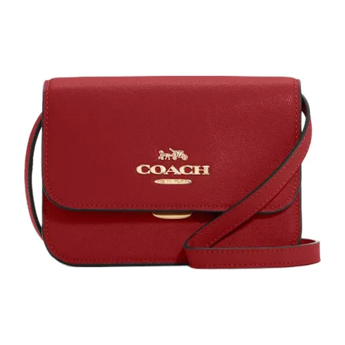 COACH Brynn Крестообразная текстура Кожа Квадратная сумка Сумка через плечо Мини Женская Винтажная Красная