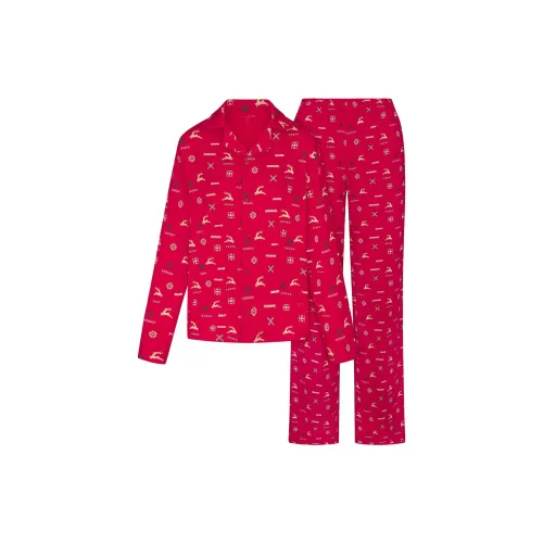 SKIMS Fw25 Сон Длинный рукав Кнопка UP Комплект Пижама Комплект Женский