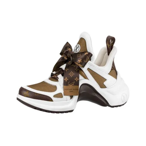 LOUIS VUITTON Archlight 1,0 Устойчивые к истиранию Низкие Кроссовки с Толстой Подошвой Женские Коричневый Белый
