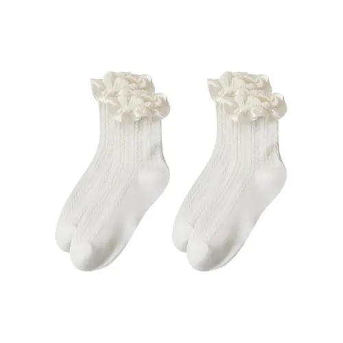 Lanza [2 упаковки] Молочно-белые женские носки MID до икры