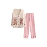 Розовый, звезды, медведь, кардиган (половина с флисовой подкладкой)