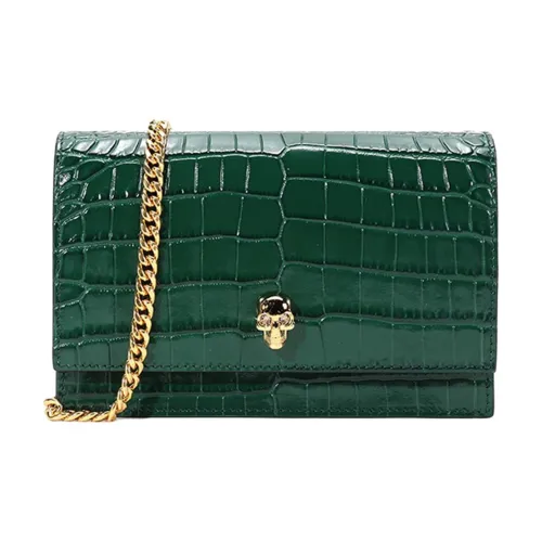 Alexander McQueen Черепа Кожа Сумка через плечо Сумка на плечо Женская Темно-зеленая