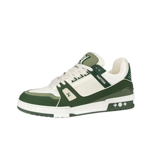 LOUIS VUITTON Тренер Low Топ Скейтборд Кроссовки Унисекс Зеленый Белый