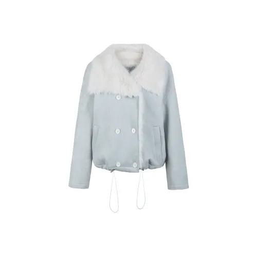 Blue Women's Velvet Coat